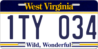 WV license plate 1TY034