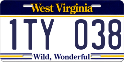 WV license plate 1TY038
