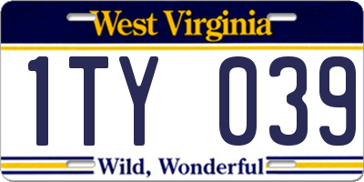 WV license plate 1TY039