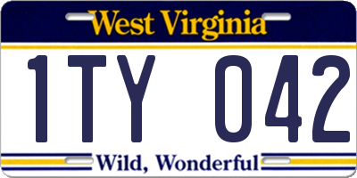 WV license plate 1TY042