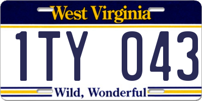 WV license plate 1TY043