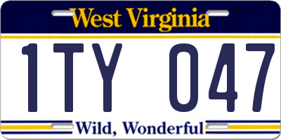 WV license plate 1TY047