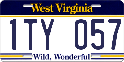 WV license plate 1TY057