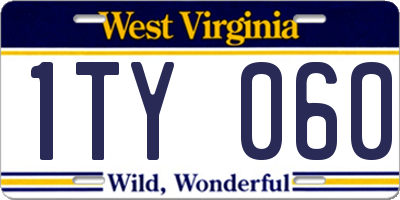 WV license plate 1TY060