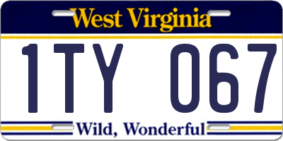 WV license plate 1TY067