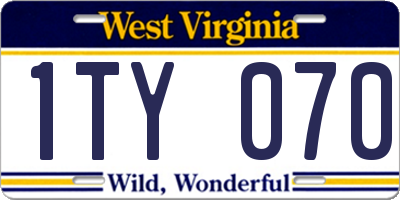 WV license plate 1TY070