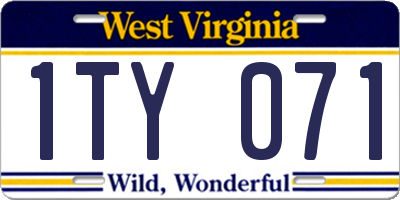 WV license plate 1TY071