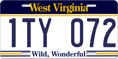 WV license plate 1TY072