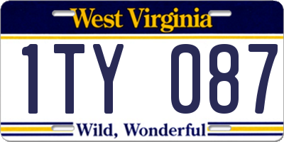 WV license plate 1TY087