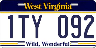 WV license plate 1TY092