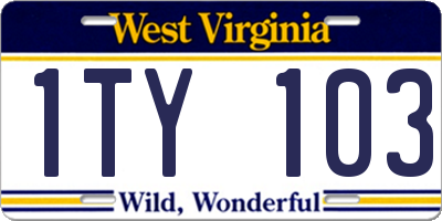 WV license plate 1TY103