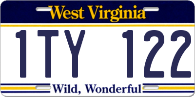 WV license plate 1TY122