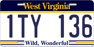WV license plate 1TY136