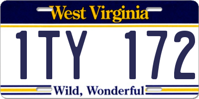 WV license plate 1TY172