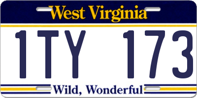 WV license plate 1TY173