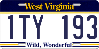 WV license plate 1TY193