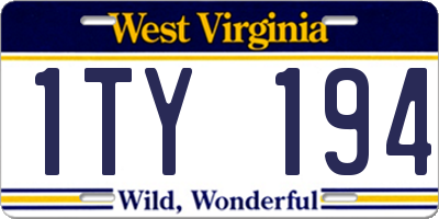 WV license plate 1TY194