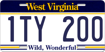 WV license plate 1TY200