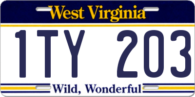 WV license plate 1TY203