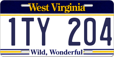 WV license plate 1TY204