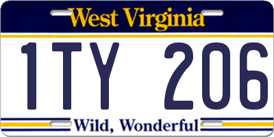 WV license plate 1TY206