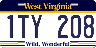 WV license plate 1TY208