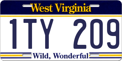 WV license plate 1TY209