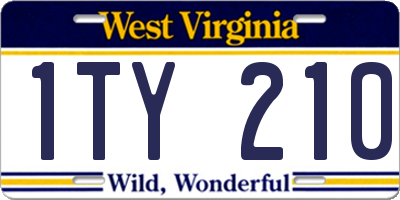 WV license plate 1TY210