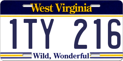 WV license plate 1TY216