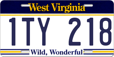 WV license plate 1TY218