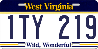 WV license plate 1TY219