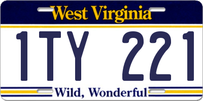 WV license plate 1TY221