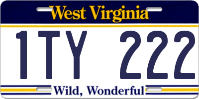WV license plate 1TY222