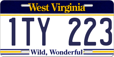 WV license plate 1TY223