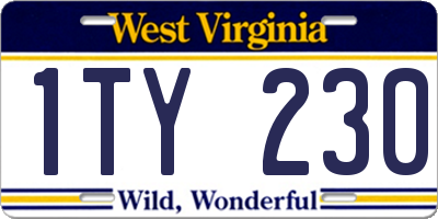 WV license plate 1TY230