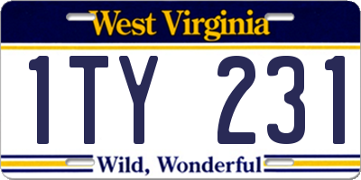 WV license plate 1TY231