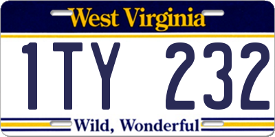 WV license plate 1TY232