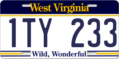 WV license plate 1TY233