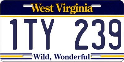 WV license plate 1TY239