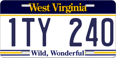 WV license plate 1TY240
