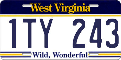 WV license plate 1TY243