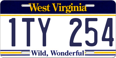 WV license plate 1TY254