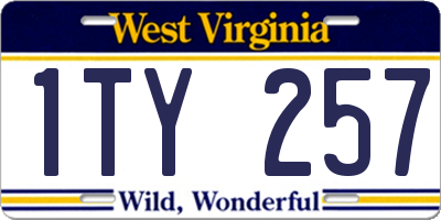 WV license plate 1TY257