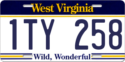 WV license plate 1TY258
