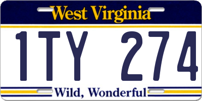 WV license plate 1TY274