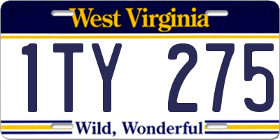 WV license plate 1TY275