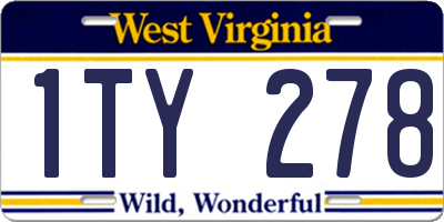 WV license plate 1TY278