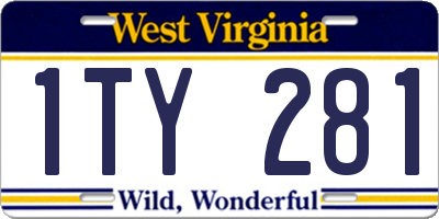 WV license plate 1TY281