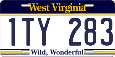WV license plate 1TY283