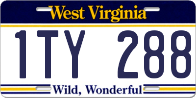 WV license plate 1TY288